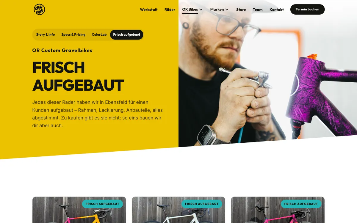 Seite mit aufgebauten Raedern